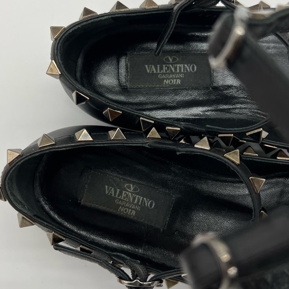 Authentic Valentino Garavani rockstud Noir cage flats - Picture 14 of 16